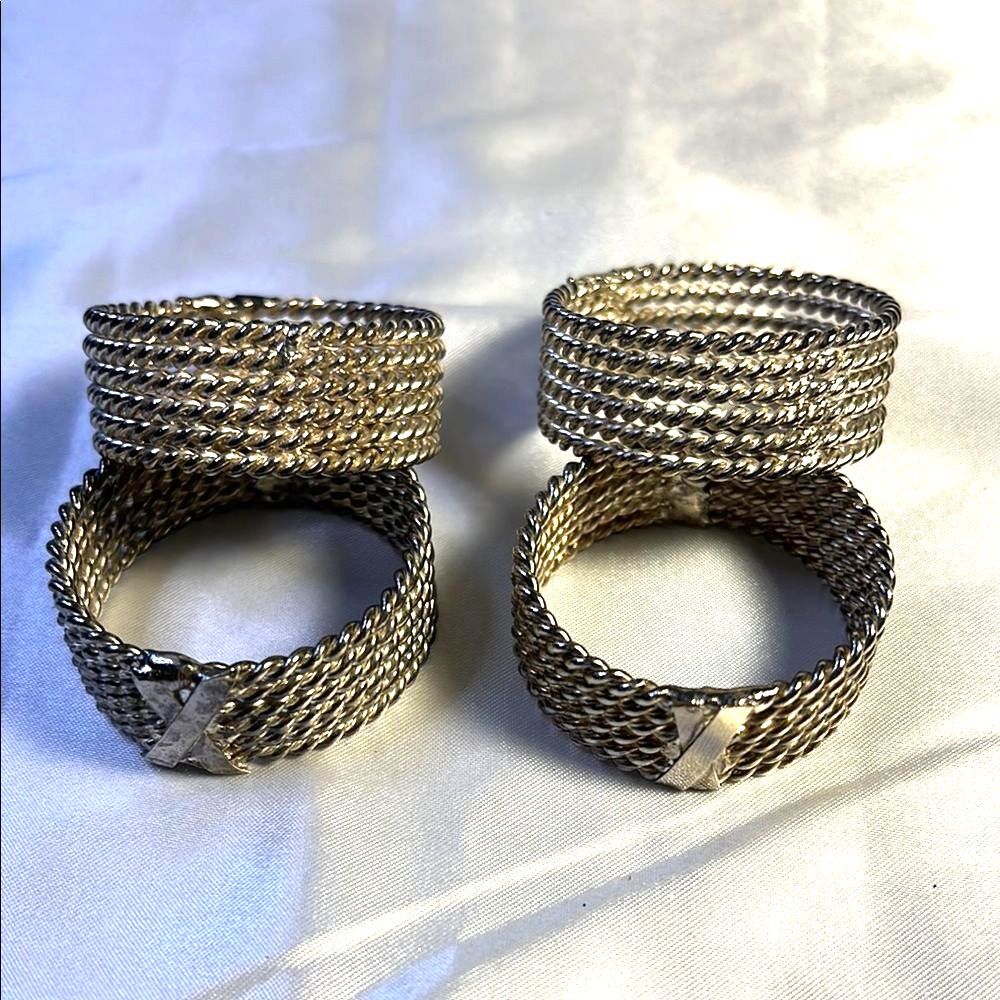 Silver-Toned Woven Napkin Rings Set